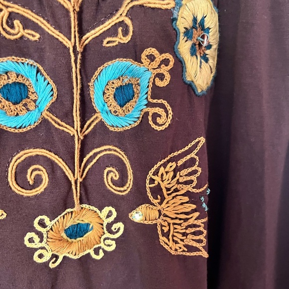 Double D Ranch Brown Dress with Bishop Sleeves and Square Neck - Picture 2 of 6